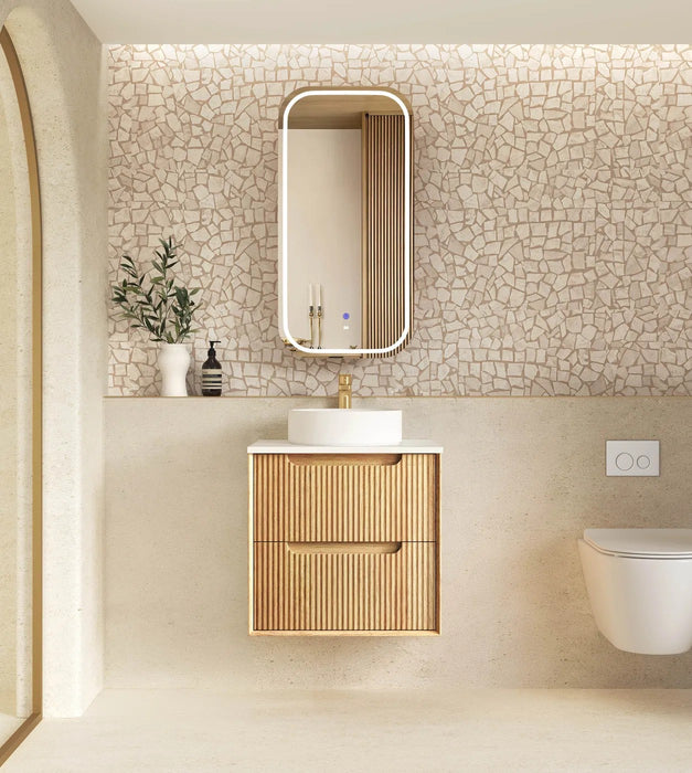 600-1500*550*460mm OTTI Byron Fluted Woodland Oak High Moisture Resistant Plywood Bathroom Cabinet Wall Hung Vanity