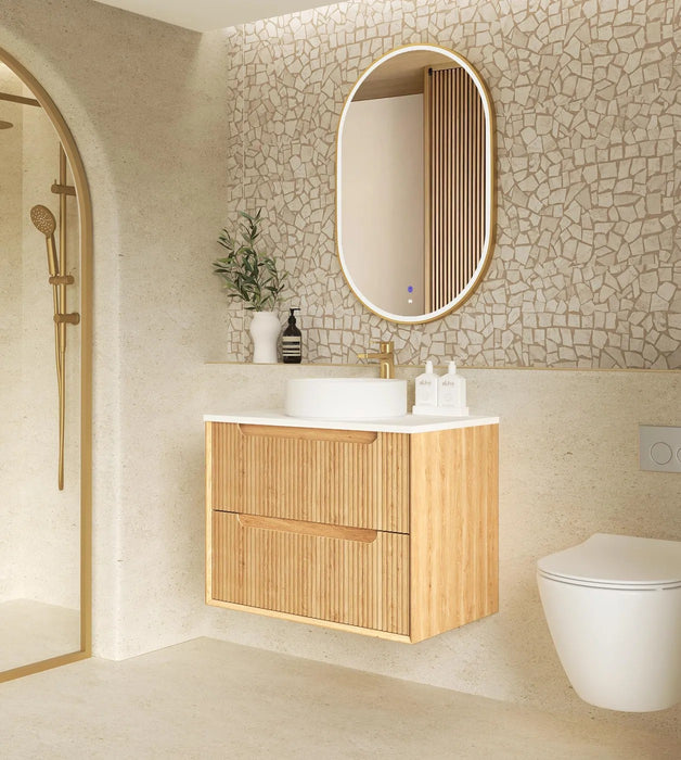 600-1500*550*460mm OTTI Byron Fluted Woodland Oak High Moisture Resistant Plywood Bathroom Cabinet Wall Hung Vanity