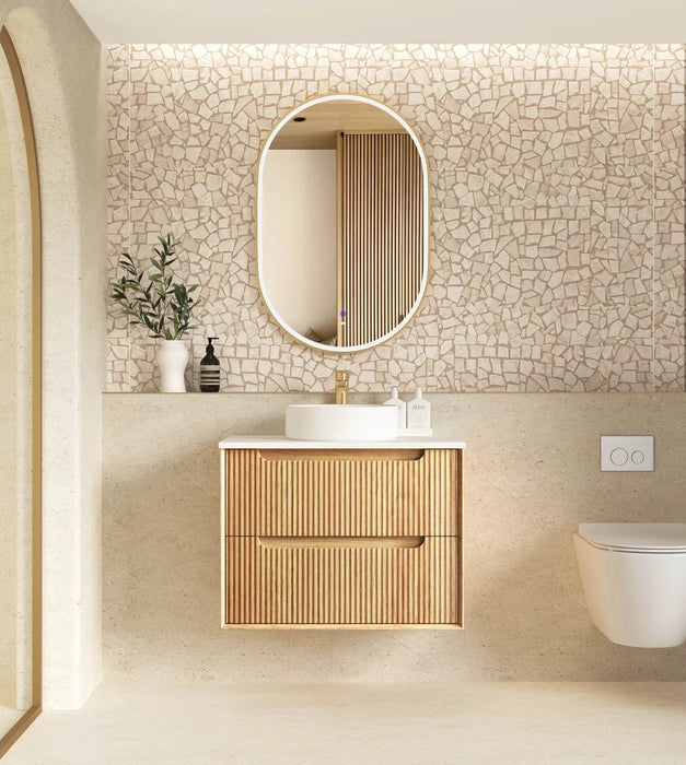 600-1500*550*460mm OTTI Byron Fluted Woodland Oak High Moisture Resistant Plywood Bathroom Cabinet Wall Hung Vanity