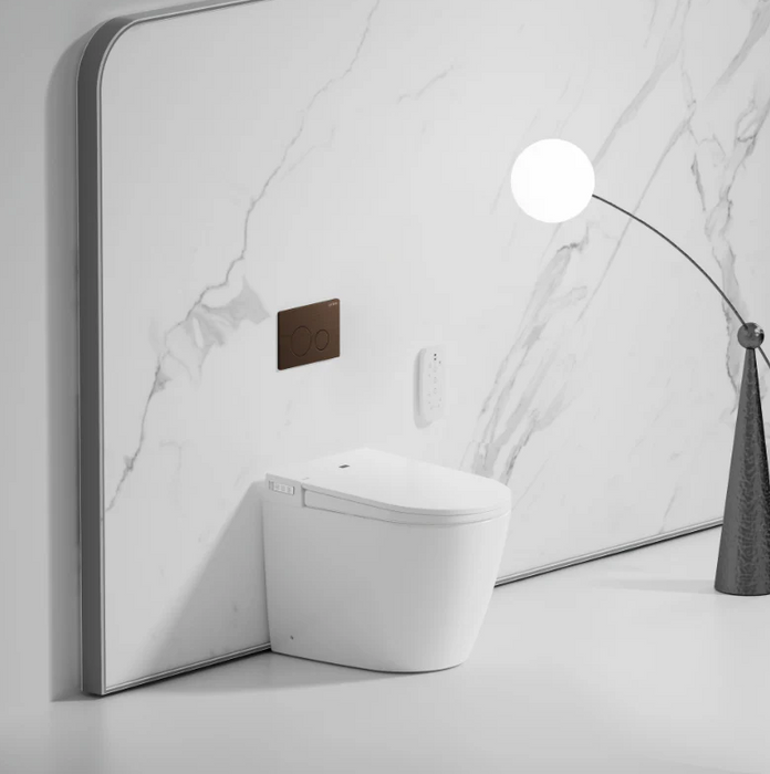 590*400*490mm Lafeme Crawford Rimless Gloss White Ceramic Wall Faced Smart Toilet - HD reno