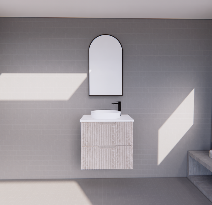600-1800*450*550mm ABS Bali White Oak MR Melamined Board Panel With PVC Coating Fluted Wall Hung Vanity - HD reno