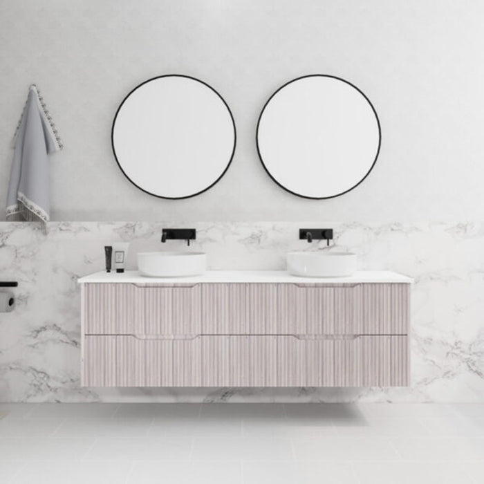 600-1800*450*550mm ABS Bali White Oak MR Melamined Board Panel With PVC Coating Fluted Wall Hung Vanity