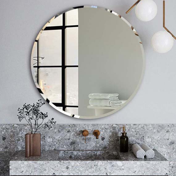 600*600/800*800mm ABS Bevel Edge Copper-free Round Wall Mounted Mirror Only - HD reno