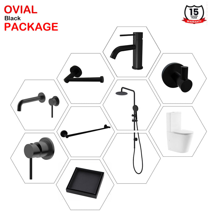 Ovial Round Black Bathroom Package Toilet Mixer Shower Spout Accessory - HD reno