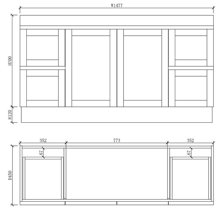 600-1500*450mm Concrete Grey Full Plywood Shaker Wall Hung Vanity With/Without Top - HD reno