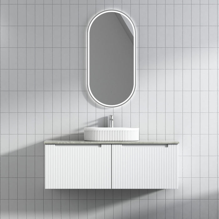 600-1800*460mm*400mm Aulic Perla Mark II Matt White Wall Hung Fluted Vanity - HD reno