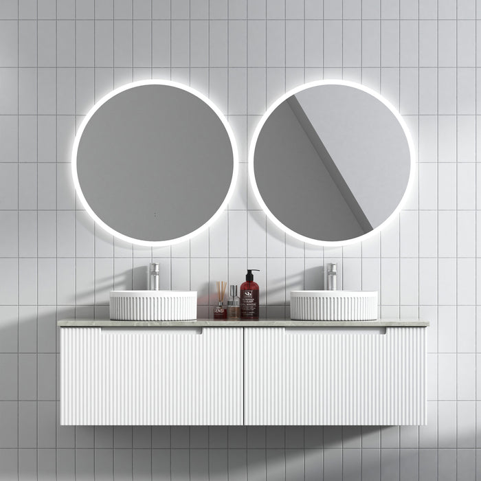 600-1800*460mm*400mm Aulic Perla Mark II Matt White Wall Hung Fluted Vanity - HD reno