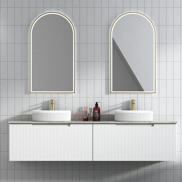 600-1800*460mm*400mm Aulic Perla Mark II Matt White Wall Hung Fluted Vanity - HD reno