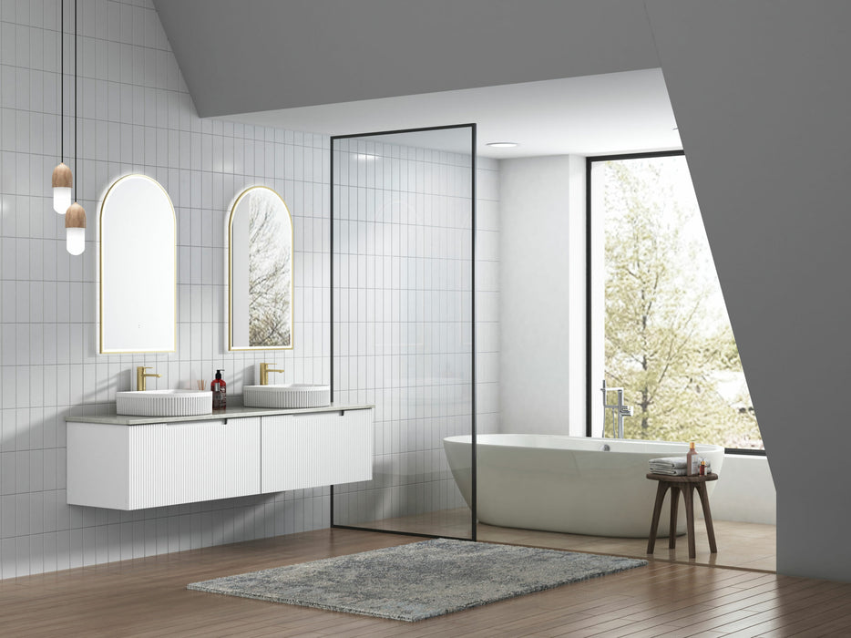 600-1800*460mm*400mm Aulic Perla Mark II Matt White Wall Hung Fluted Vanity - HD reno