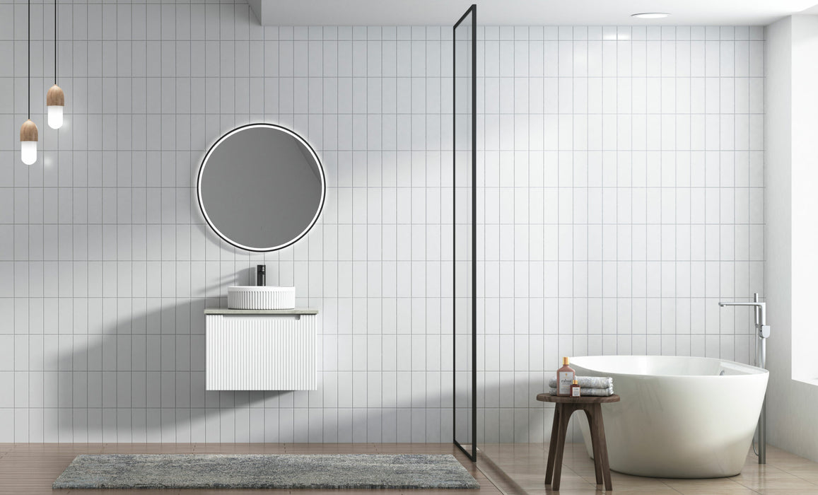 600-1800*460mm*400mm Aulic Perla Mark II Matt White Wall Hung Fluted Vanity - HD reno