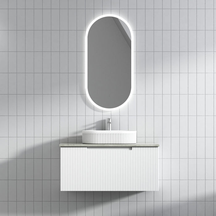 600-1800*460mm*400mm Aulic Perla Mark II Matt White Wall Hung Fluted Vanity - HD reno