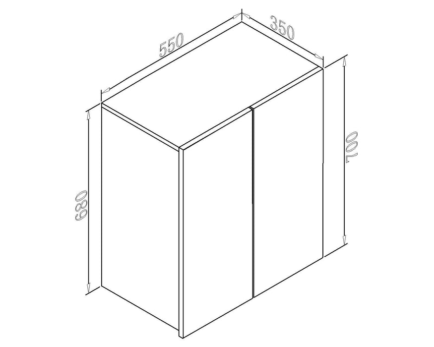 550-1000*350*700mm White Poly Finish 2 Door Wall Cabinet Finger Pull Pencil Ddge