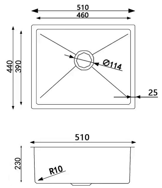 510*440*230mm ACA Single Bowl Top/Undermount Kitchen/Laundry Stainless Steel Sink - HD reno