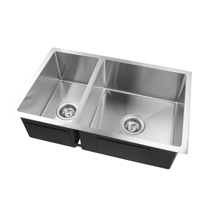 715*450*200mm ACA Handmade 304 Stainless Steel Double Bowl Top/Flush/Undermount Sink - HD reno
