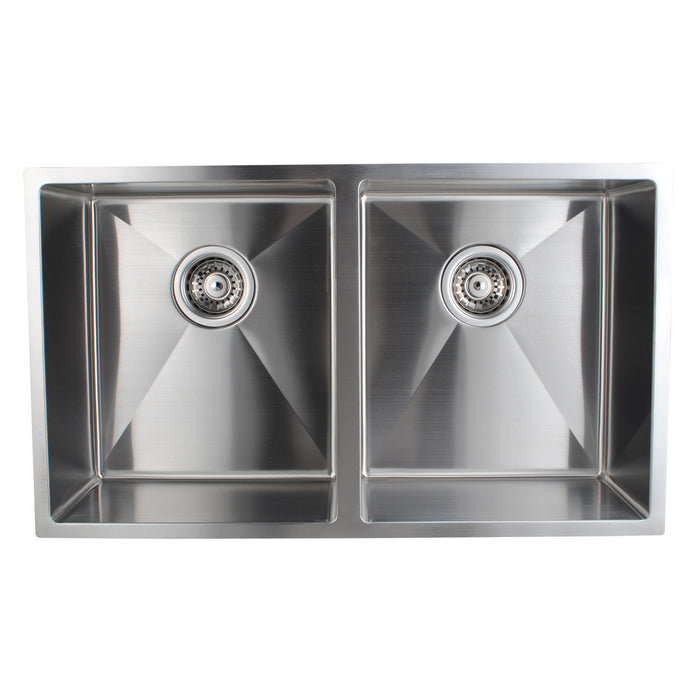 770x450x215mm ACA 1.2mm Handmade Double Bowls Top/Undermount Kitchen/Laundry Sink - HD reno