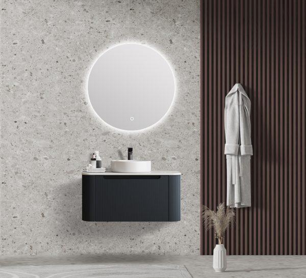 600-1500*460*400mm MER Rome Matt Black Fluted Wall-Hung Vanity