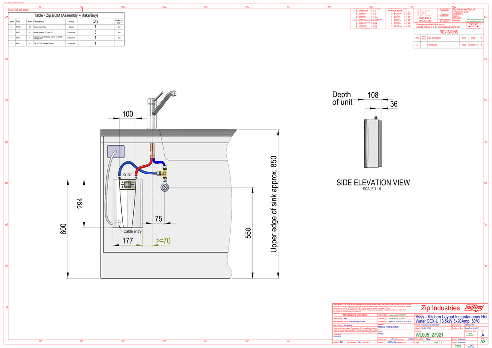 Zip CEX-U 11kW - 13.5kW 50 Degrees Celsius