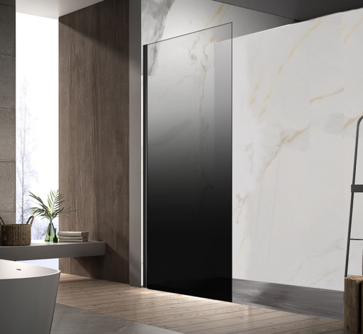 900-1200mm 10mm Toughened Dark Glass Fixed Panel with Wall Channel Shower Screens - HD reno