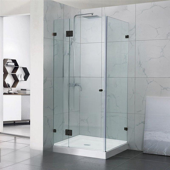 800-1200mm 10mm Glass Square Pivot Door With Return Panel Chrome Frameless 2000mm Height Shower Screens - HD reno