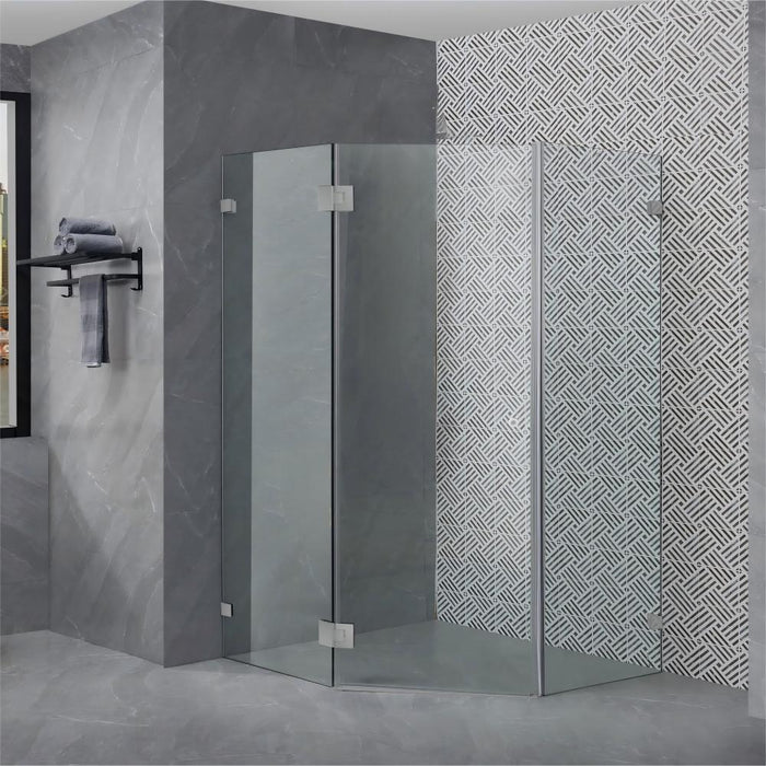 800-1200*2000mm 10mm Thickness Covey Diamond Frameless Pivot Door Brushed Nickel Fitting Shower Screens - HD reno