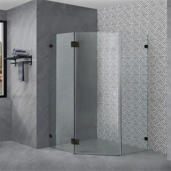 800-1200*2000mm 10mm Thickness Covey Diamond Frameless Pivot Door Black Fitting Shower Screens - HD reno