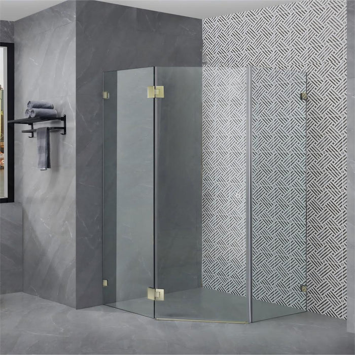 800-1200*2000mm 10mm Thickness Covey Diamond Frameless Pivot Door Light Gold Fitting Shower Screens - HD reno