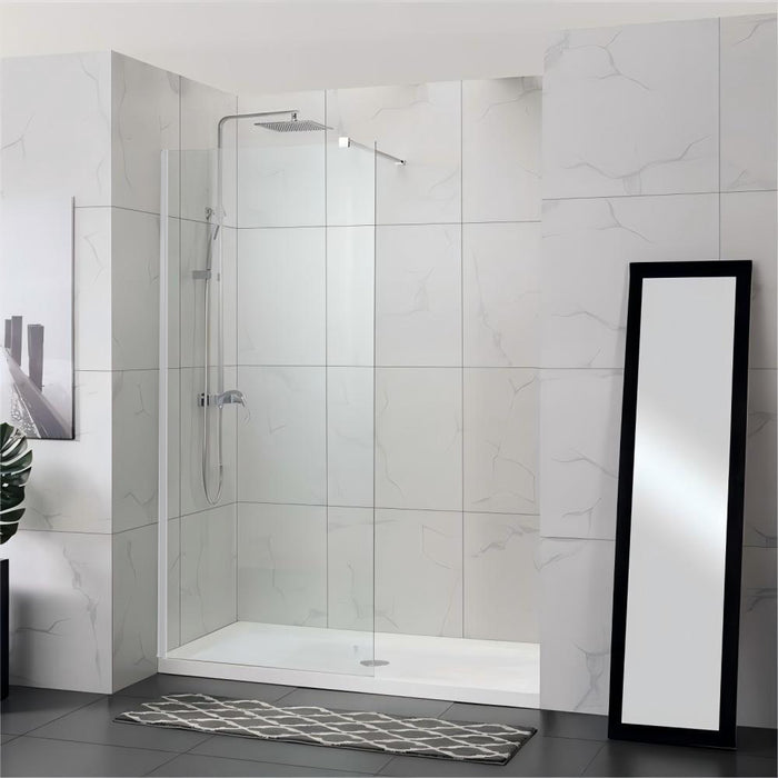 900-1200mm 10mm Glass Frameless Single Door Fixed Panel Chrome Channel Shower Screens - HD reno