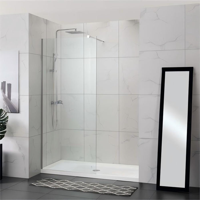 900-1200mm 10mm Glass Frameless Single Door Fixed Panel Chrome Channel Shower Screens - HD reno