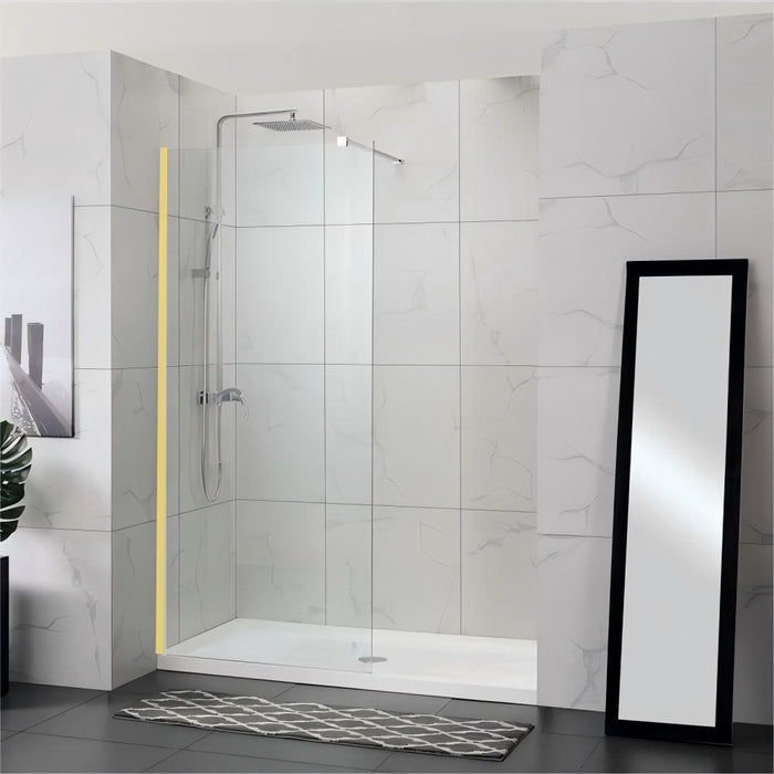 900-1200mm 10mm Glass Frameless Single Door Fixed Panel Chrome Channel Shower Screens - HD reno
