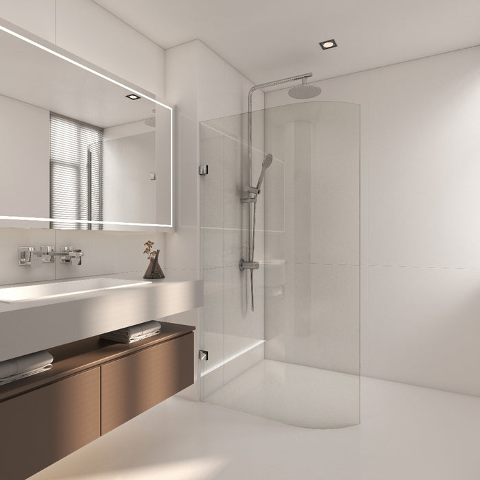 900-1100mm Covey Frameless Edge Curved Single Door Fixed Panel Shower Screens