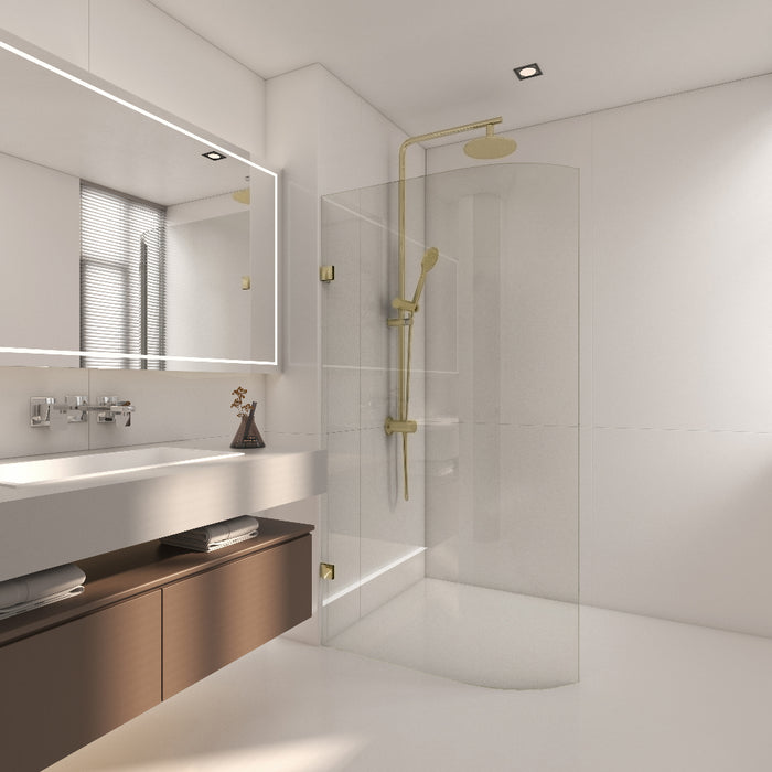 900-1100mm Covey Frameless Edge Curved Single Door Fixed Panel Shower Screens