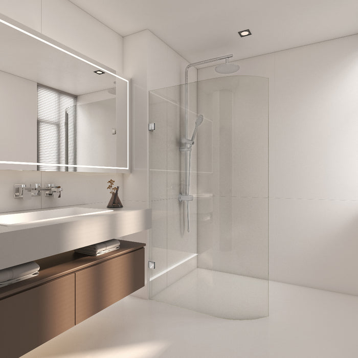 900-1100mm Covey Frameless Edge Curved Single Door Fixed Panel Shower Screens