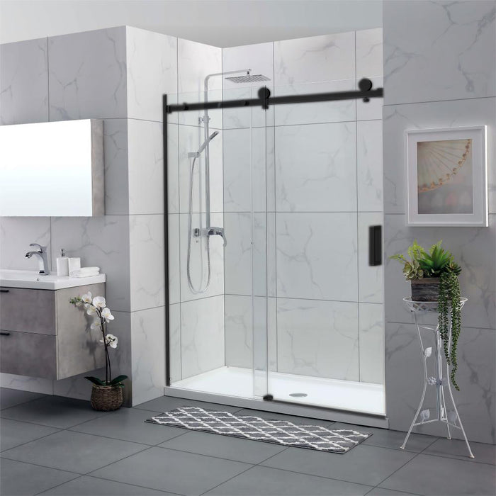 1180-2000x2000mm COV Wall to Wall Sliding Door Frameless Chrome Stainless Steel Square Handle 10mm Glass Shower Screens - HD reno