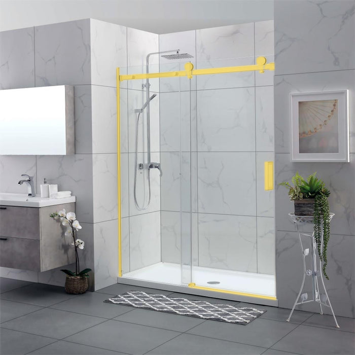 1180-2000x2000mm COV Wall to Wall Sliding Door Frameless Chrome Stainless Steel Square Handle 10mm Glass Shower Screens - HD reno