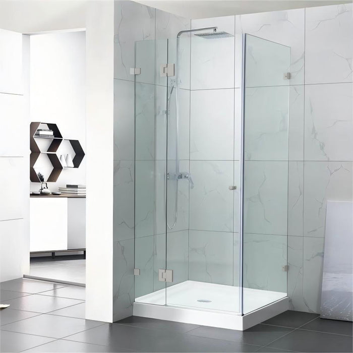 800-1200mm 10mm Glass Square Pivot Door With Return Panel Chrome Frameless 2000mm Height Shower Screens - HD reno