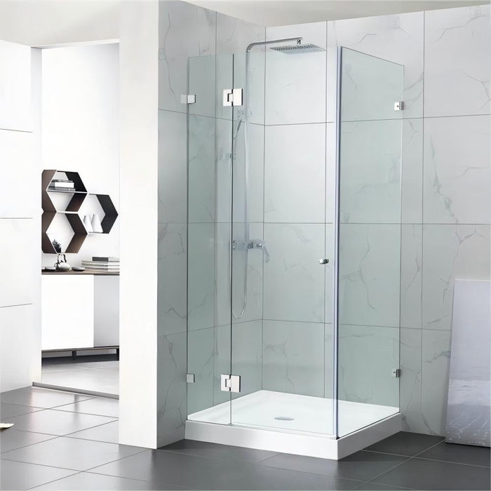 800-1200mm 10mm Glass Square Pivot Door With Return Panel Chrome Frameless 2000mm Height Shower Screens - HD reno