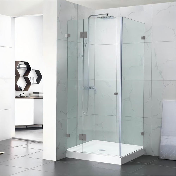 800-1200mm 10mm Glass Square Pivot Door With Return Panel Chrome Frameless 2000mm Height Shower Screens - HD reno
