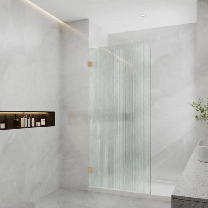 800-1200mm 10mm Tempered Toughen Glass Standard Height 2100mm Covey Frameless Fluted/Narrowline Glass Single Panel With Top Outside Corner Curved Shower Screens - HD reno