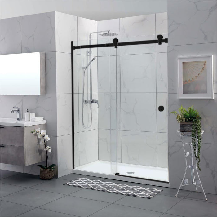 870-1180x2000mm COV Wall to Wall Sliding Door Frameless Chrome Stainless Steel Circle Handle 10mm Glass Shower Screens