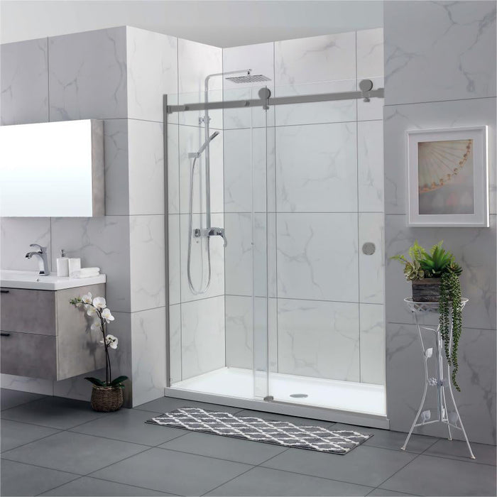 870-1180x2000mm COV Wall to Wall Sliding Door Frameless Chrome Stainless Steel Circle Handle 10mm Glass Shower Screens