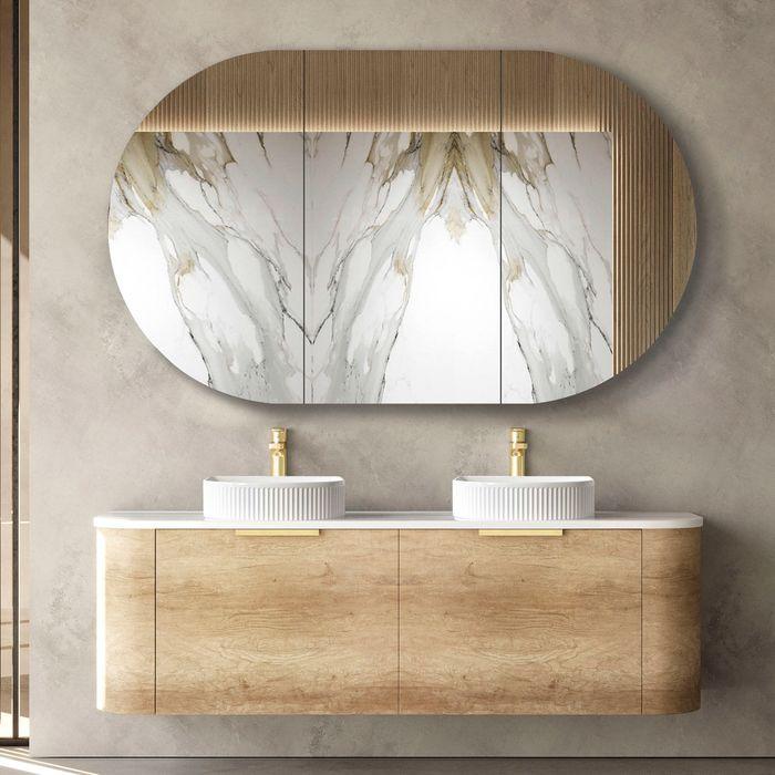 1500*460*450mm OTTI Bondi Natural Oak Cabinet Only and Stone Top Bathroom Wall Hung Vanity - HD reno