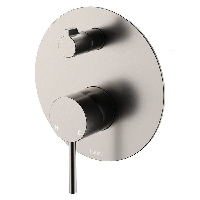 100mm Fienza Kaya Chrome/Matt White/Matt Black/Brushed Nickel/Gun Metal/Urban Brass/Brushed Copper Solid Brass Large Round Plate Wall Diverter Mixer