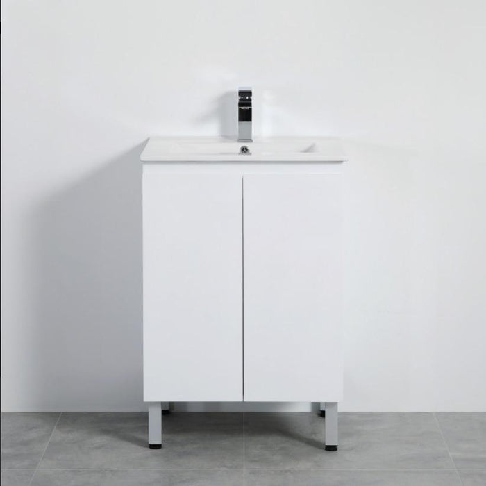 600-750*460mm Poly Gloss White Bathroom Left/Right Drawer Freestanding With Legs Vanity - HD reno