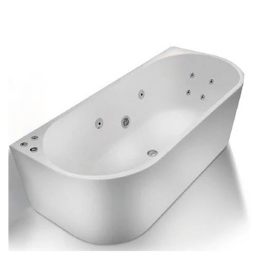 FS36 1700mm Gloss White/Black Rectangle 10 Jets Back to Wall Freestanding Spa Bath - HD reno