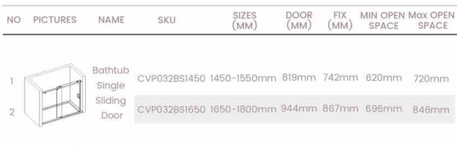 1450-1800*1600mm Frameless Sliding Door Over Bathtub Shower Screens - HD reno
