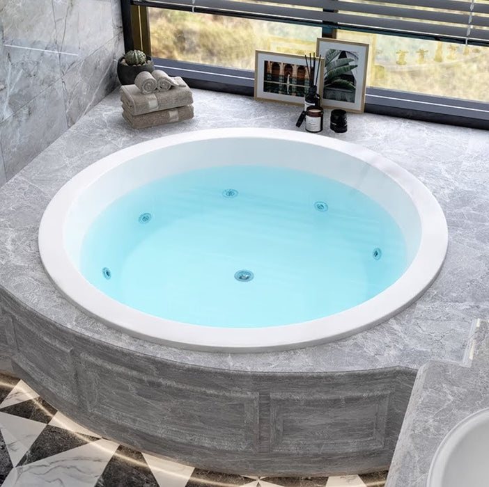 Lucena 1495*1495*490mmmmmm Round Gloss White Acrylic 14 Jets Drop in Spa Bath Tub - HD reno