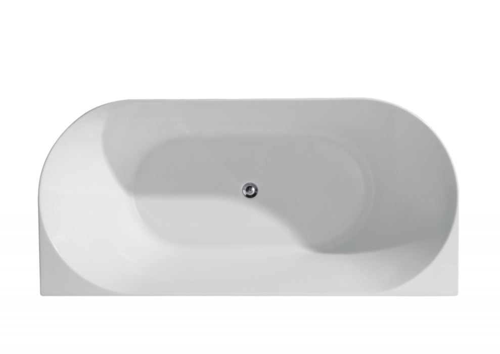 1400-1700*700*580mm Mercio Musen Gloss White Oval Acrylic Back To Wall Bathtub