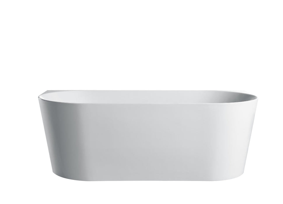 1400-1700*700*580mm Mercio Musen Gloss White Oval Acrylic Back To Wall Bathtub