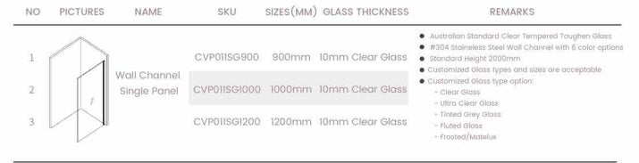 900-1200mm 10mm Glass Frameless Single Door Fixed Panel Chrome Channel Shower Screens - HD reno
