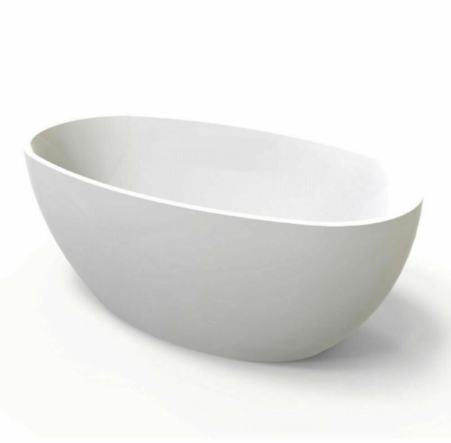 1500-1700*800*580mm Mercio Pilato Matt White/ Gloss White Oval Acrylic Freestanding Bathtub